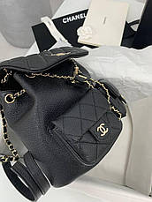 Жіночий чорний шкіряний мінірюкзак Chanel Duma Шанель, фото 3