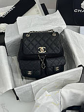 Жіночий чорний шкіряний мінірюкзак Chanel Duma Шанель, фото 5