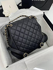 Жіночий чорний шкіряний мінірюкзак Chanel Duma Шанель, фото 4