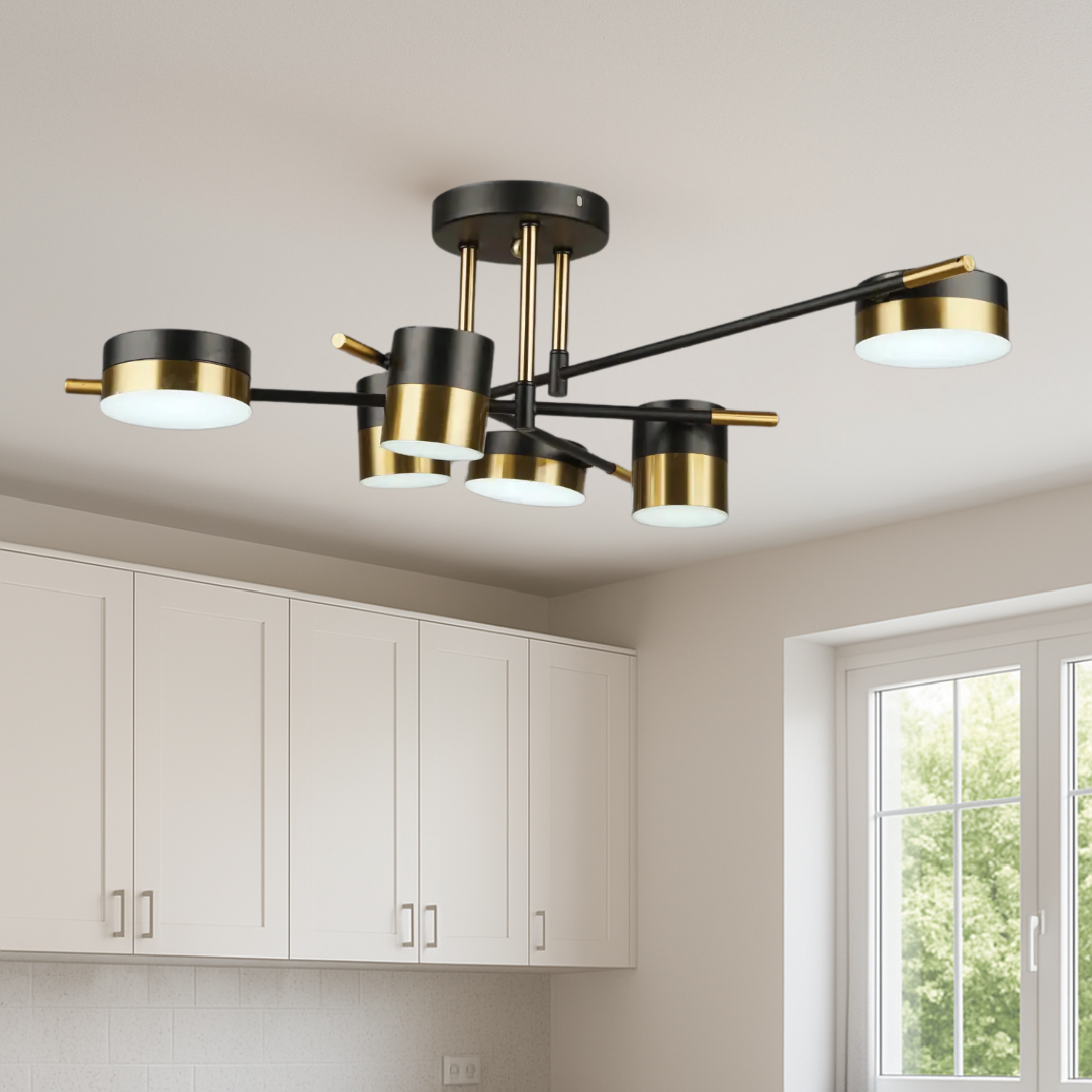 Люстра стельова Sirius 78W до 18 м² колір Чорний + Золото B N4544/6 78W, фото 1