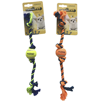 Іграшка для собак дрібних порід, міні тенісний м'яч на канаті, помаранчевий, CROCI, 16см