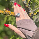 Дизайнерська срібна каблучка з блакитним топазом та чорнінням Lumen, фото 6