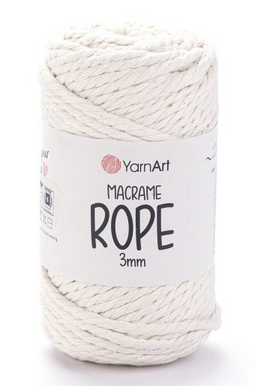 Пряжа Macrame Rope Yarnart 3мм-752 молочний, фото 1