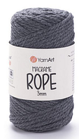 Пряжа Macrame Rope Yarnart 3мм-758 темно-сірий