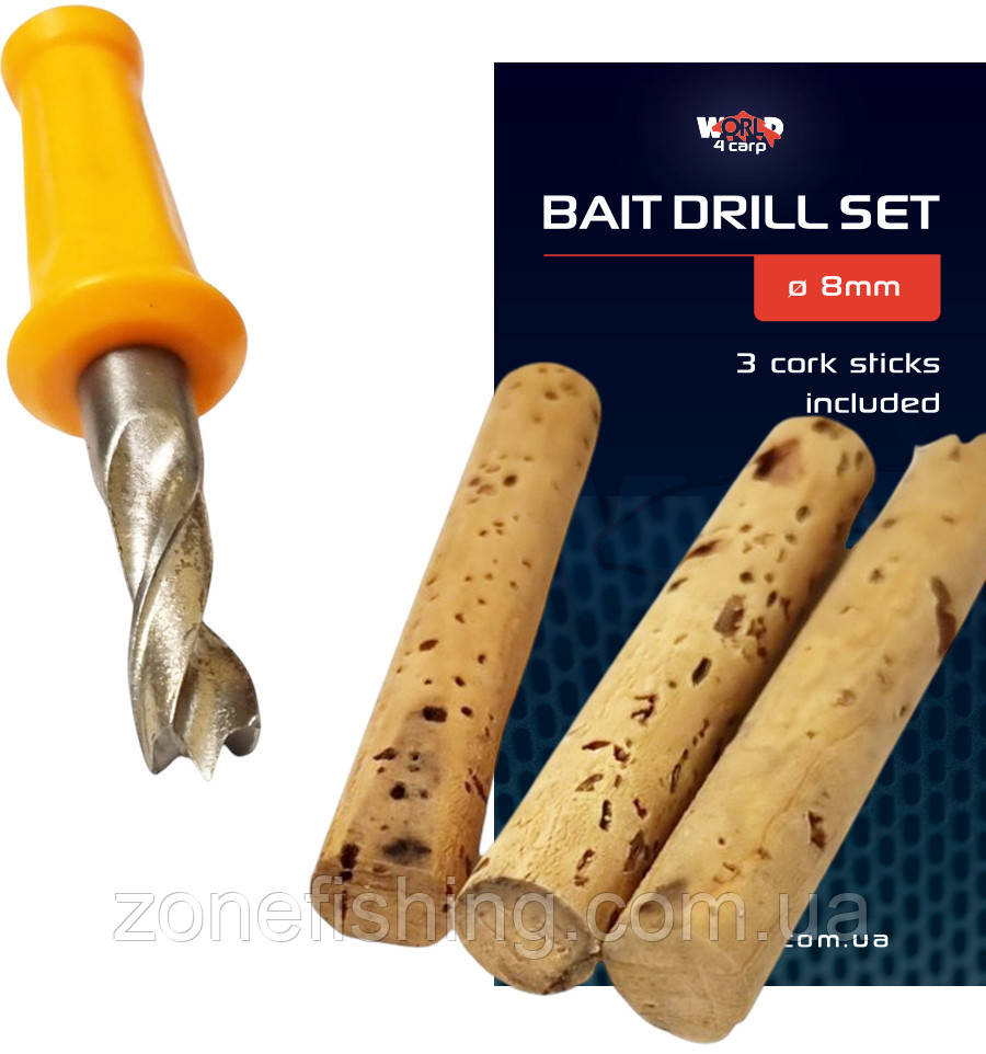 Набір коркових паличок 3 шт. зі свердлом W4C BAIT DRILL SET Ø 8 мм, фото 1