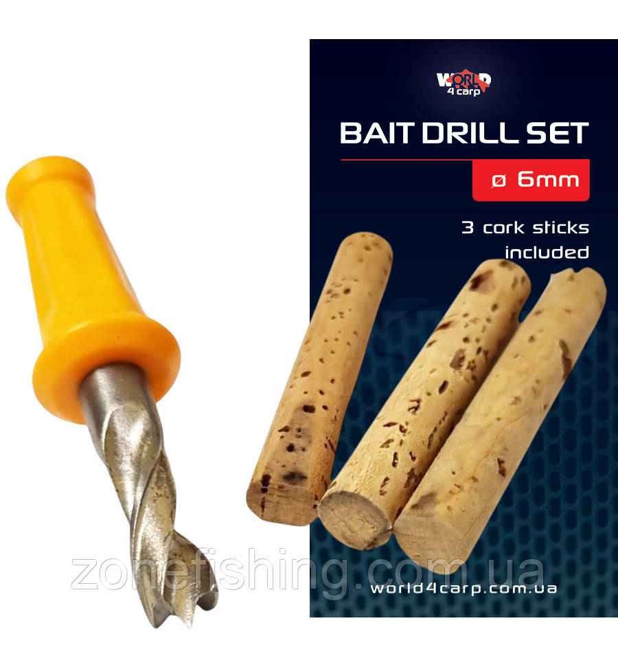 Набір коркових паличок 3 шт. зі свердлом W4C BAIT DRILL SET Ø 6 мм, фото 1
