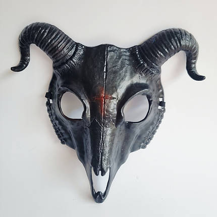 Маска череп Козла чорна, 24х20 см, фото 1