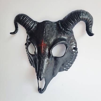 Маска череп Козла чорна, 24х20 см, фото 2