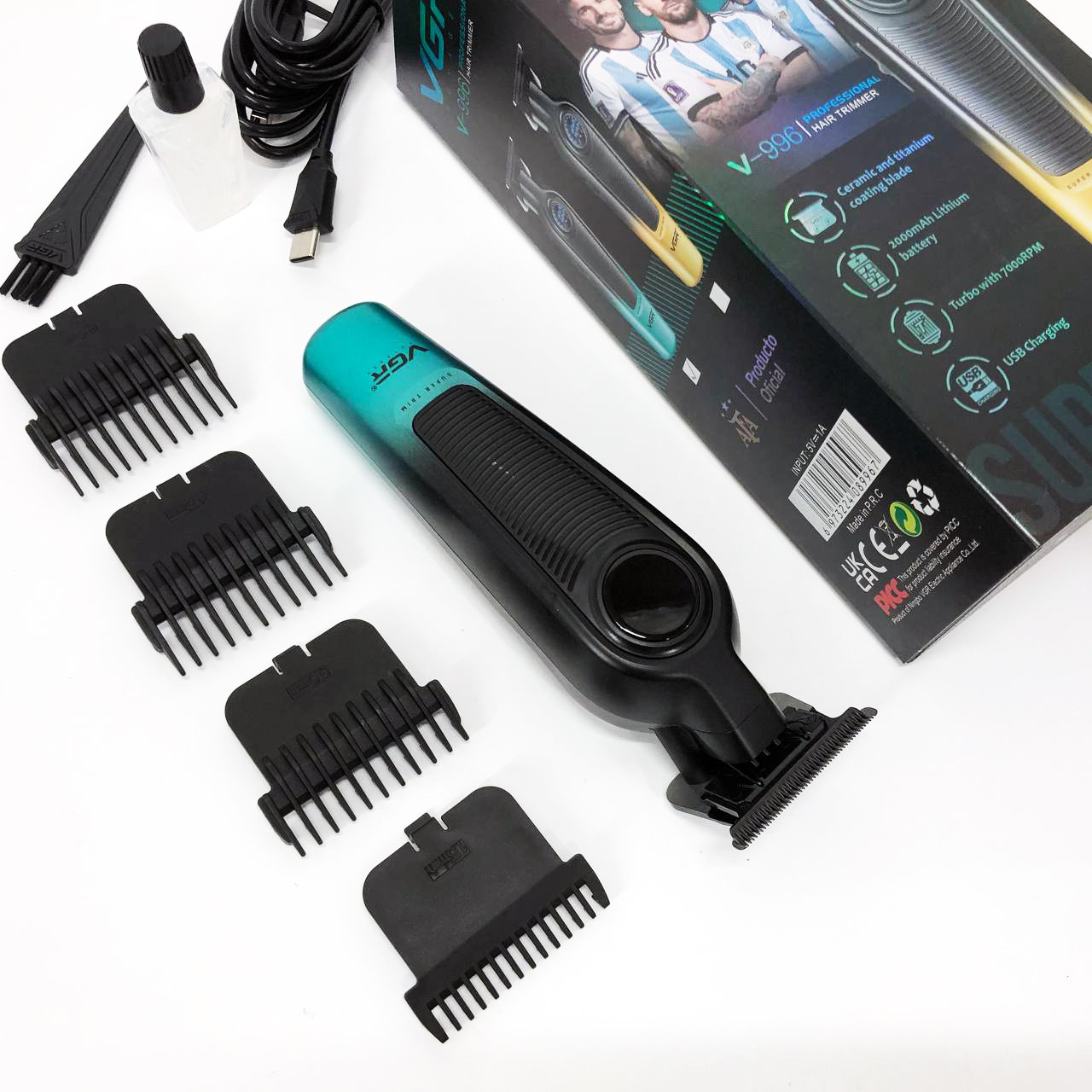 Машинка для стрижки волосся з мотором VGR V-996, Машинка для стрижки волосся з різними насадками IB-14, фото 1