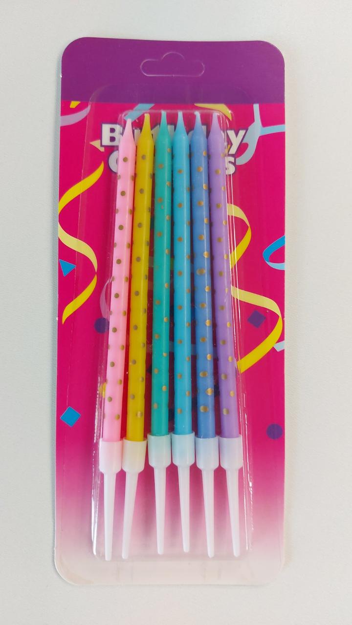 Свічки для торта, 6 шт. з підставкою, фото 1