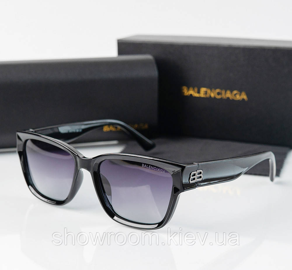 Сонцезахисні жіночі окуляри Balenciaga (03260) чорні, фото 1