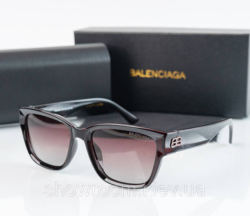 Сонцезахисні жіночі окуляри Balenciaga (03260) коричневі, фото 1