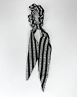 Гумка для волосся Finding Резинка твіллі в смужку Чорний 8 х 30 см