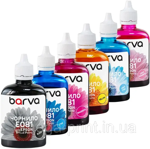 Комплект чорнил Barva Epson T081 (1410/P50/T50/R270/TX650) B/C/M/Y/LC/LM (6х180 г) (E081-180-MP) color, фото 1