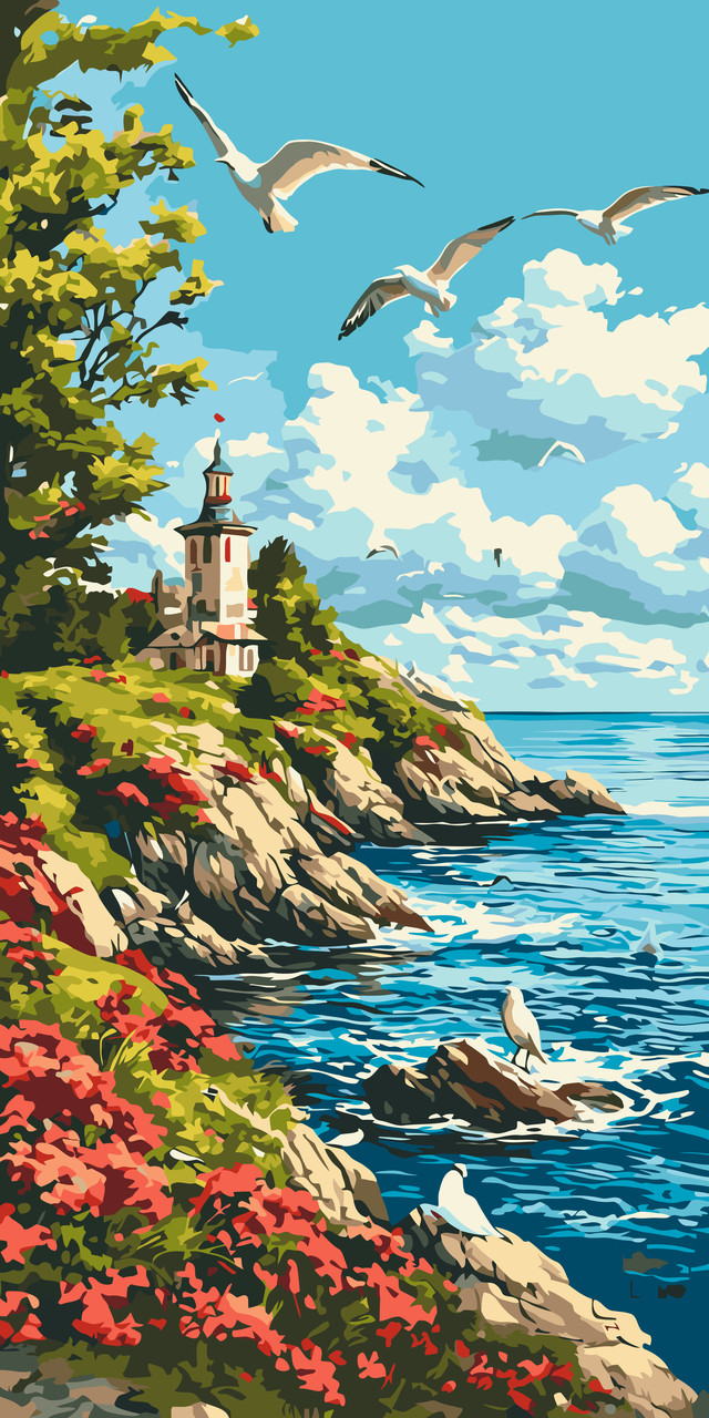 Картина за номерами Пейзаж. Морський ранок 40*80 см Орігамі LW 5118, фото 1