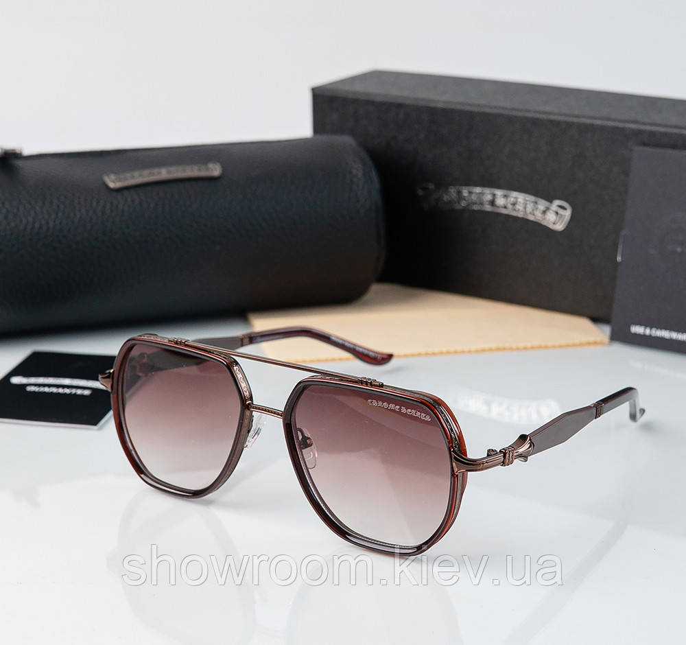 Брендові чоловічі окуляри Chrome Hearts (5221) brown, фото 1