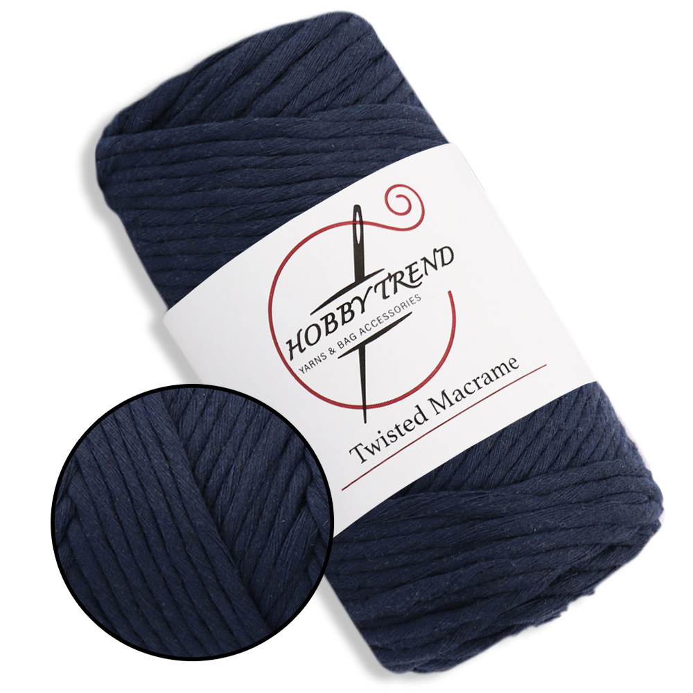 Бавовняний шнур Hobby Trend Twisted Темно-синій 250 г, 70 мм, 3 мм