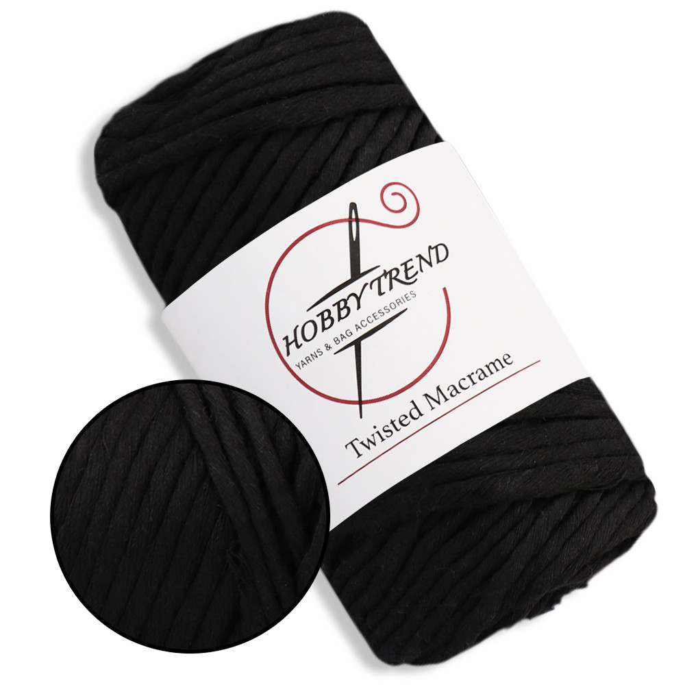 Бавовняний шнур Hobby Trend Twisted Чорний 250 г, 70 мм, 3 мм