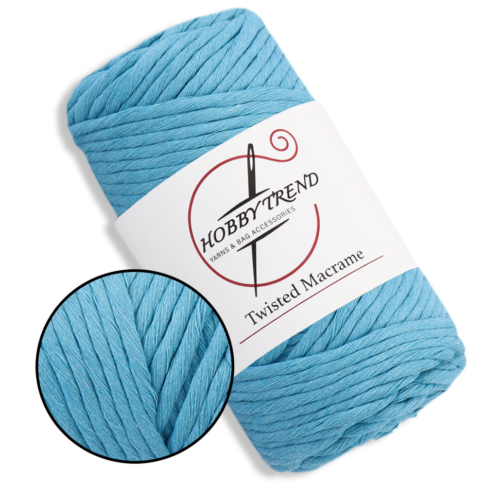 Бавовняний шнур Hobby Trend Twisted Блакитний 250 г, 70 мм, 3 мм