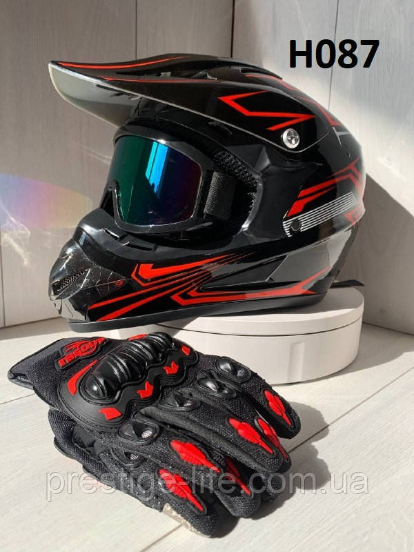 Мотошолом ендуро H087nL для мотокросса, квадроцикла + в Подарунок окуляри та рукавиці, фото 1