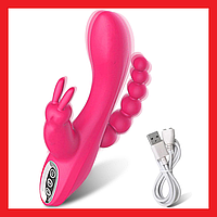 Силиконовый вибратор для тройной стимуляции, Клиторально-вагинальный и анальный стимулятор, Dropp OPT