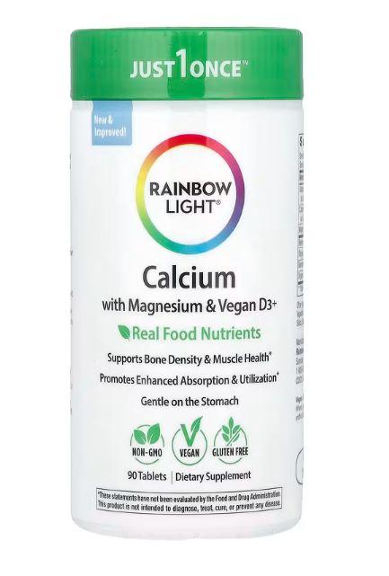 Кальцій із магнієм і вітаміном Д3+ , Rainbow Light, 90 таблеток