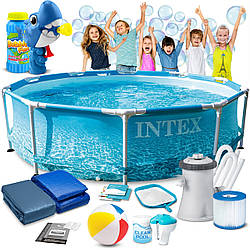 Басейн каркасний 16в1 INTEX 28208, 305 x 76 см + машина для створення бульбашок
