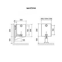 Сталевий радіатор PURMO Ventil Compact 44 200x 900 Ниж. (F074402009011300), фото 3