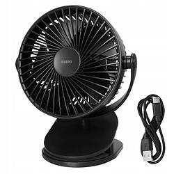 Настільний акумуляторний вентилятор Eberg Tik 1200 мАг Чорний Компактний акумуляторний вентилятор на кліпсі