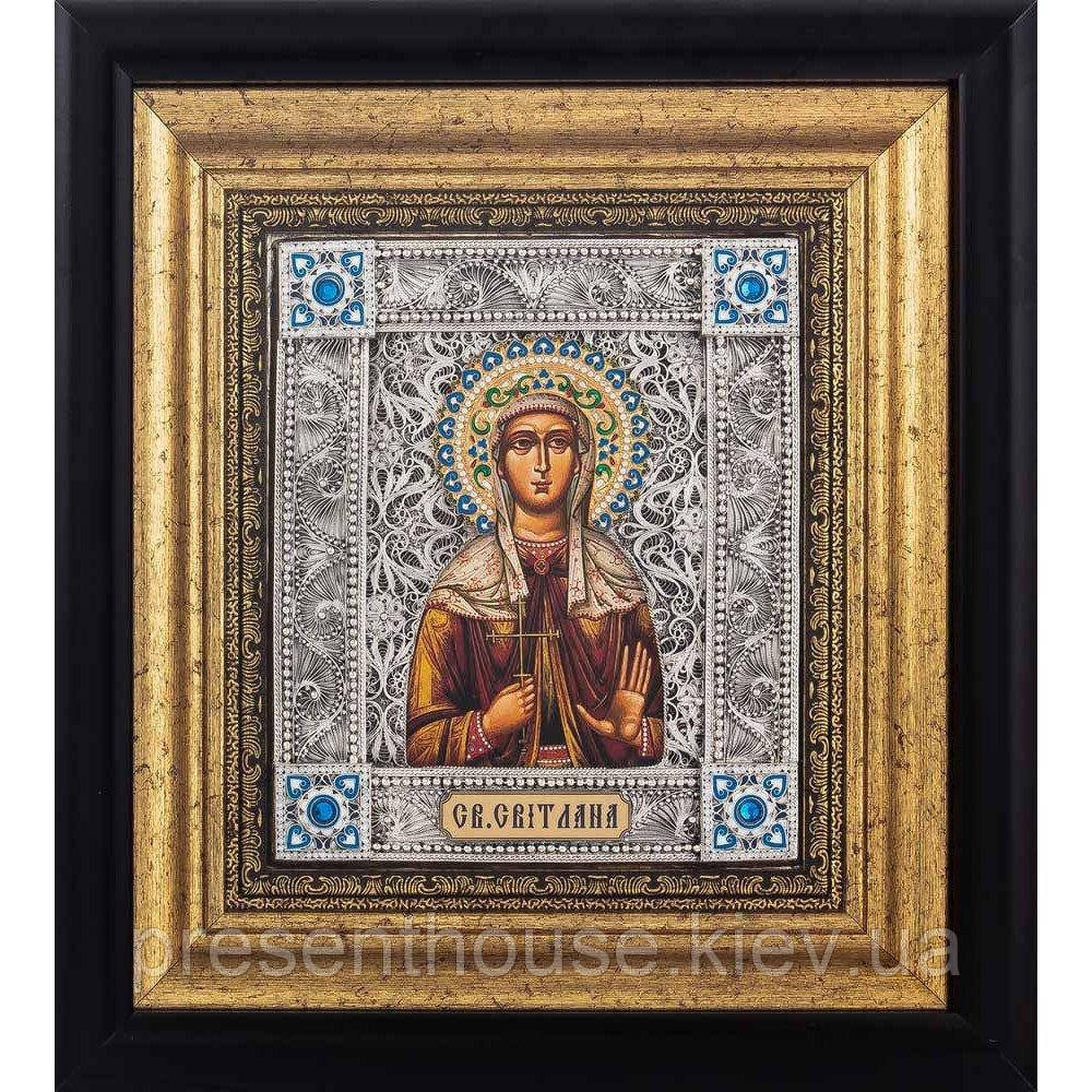 Ікона з срібла "Свята мучениця Світлана" 305x335см украинскою, фото 1