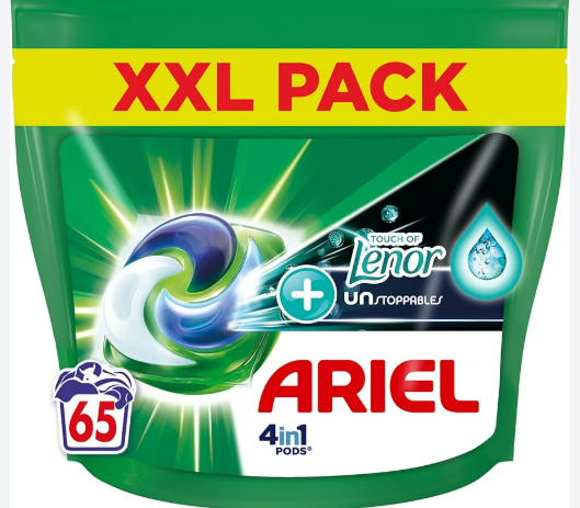 Капсули для прання Ariel + Touch of Lenor Unstoppables 65 шт
