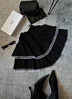 Стильная женская юбка мини с воланами ткань : креп жатка мод 1544