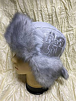 Жіноча вушка колір світло-сірий з хутром 54-56