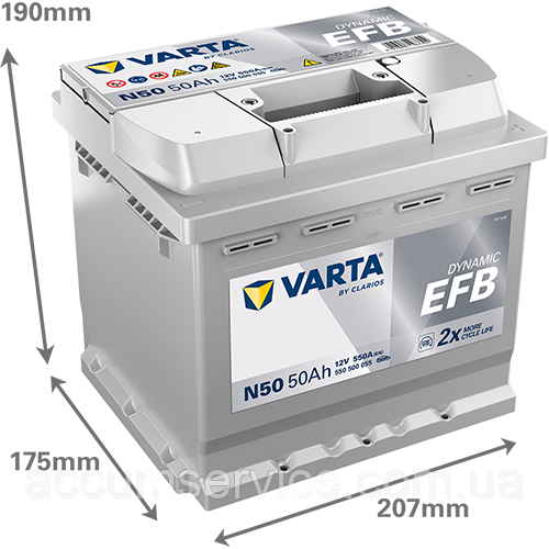 Акумулятор VARTA DYNAMIC EFB 550 500 055 N50