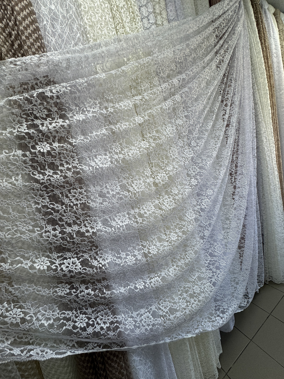 Тюль гепюр сітка No1009 білий оптом