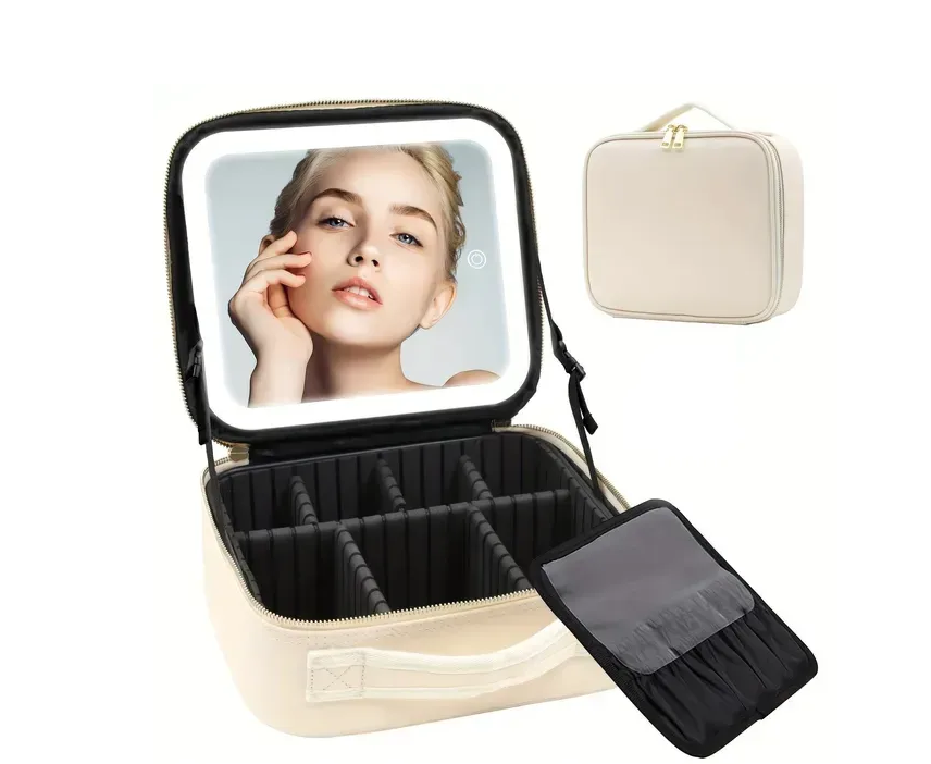 Косметичка-органайзер із LED дзеркалом Білий, фото 1