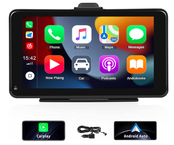 Автомобільний сенсорний екран Camecho T86PND 7- дюймовий, Apple Carplay Android Auto Smart Player з Aux AV IN TF Card Type-C
