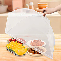 Складана москітна сітка на стіл для захисту їжі від мух, 43x43см (Парасолька для продуктів від комах) Білий