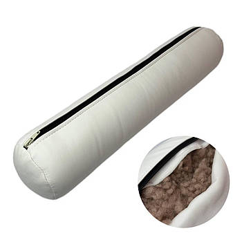 Валик з екошкіри для кушетки та масажного столу, розмір 45*10*10, колір білий