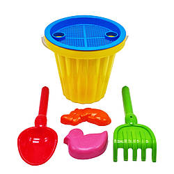 Пісочний набір "Великий" Mtoys S0004 лопатка, граблі та дві пасочки Жовтий