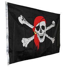 Піратський прапор. Прапор піратів. Jolly Roger RESTEQ. Прапор Череп та кістки 150*90 см поліестер. Веселий Роджер, фото 3