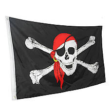 Піратський прапор. Прапор піратів. Jolly Roger RESTEQ. Прапор Череп та кістки 150*90 см поліестер. Веселий Роджер, фото 5