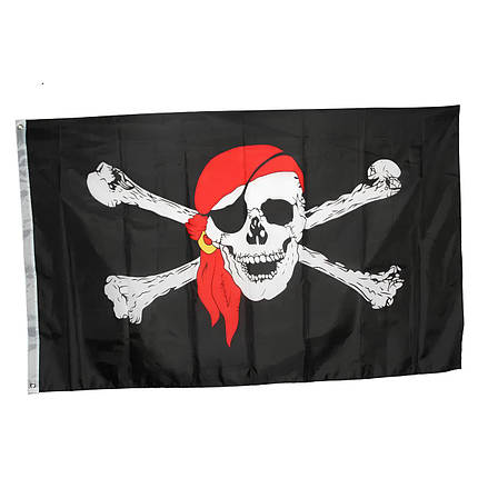 Піратський прапор. Прапор піратів. Jolly Roger RESTEQ. Прапор Череп та кістки 150*90 см поліестер. Веселий Роджер, фото 1