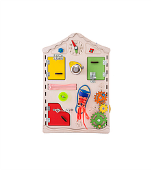 Дитяча дошка будиночок розвиваюча. Бізіборд D008, 38х56х6