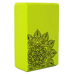 Блок для йоги і розтяжки MS 0858-5 з малюнком  Зелений