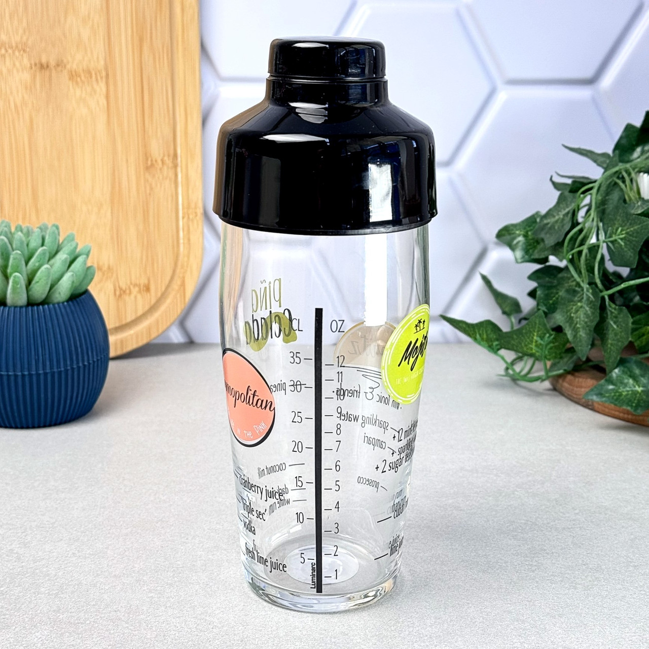 Шейкер для коктейлів Cocktail Fusion 585 мл P0677, скло з мірною шкалою Luminarc