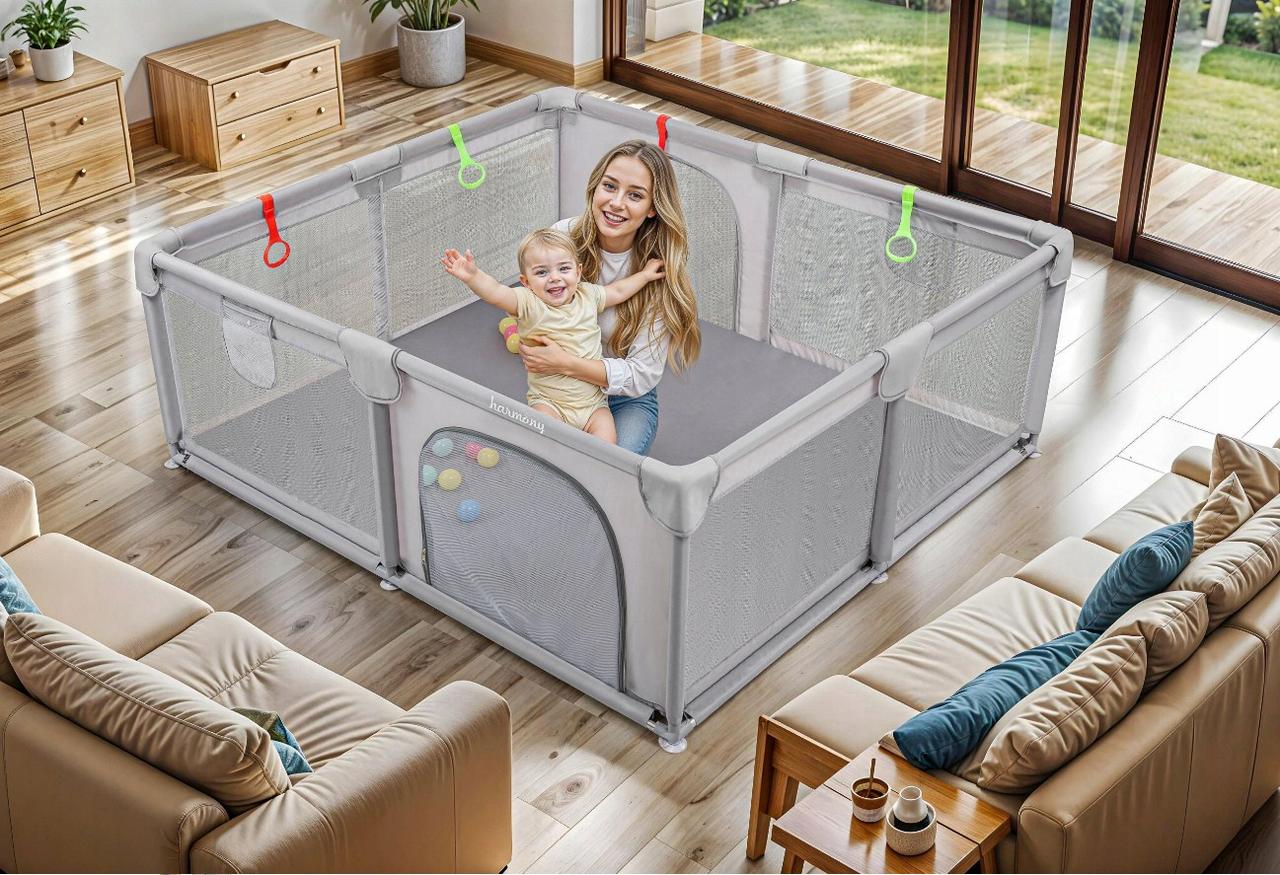Дитячий манеж 150x180 см з ручками та 50 м'ячами Harmony