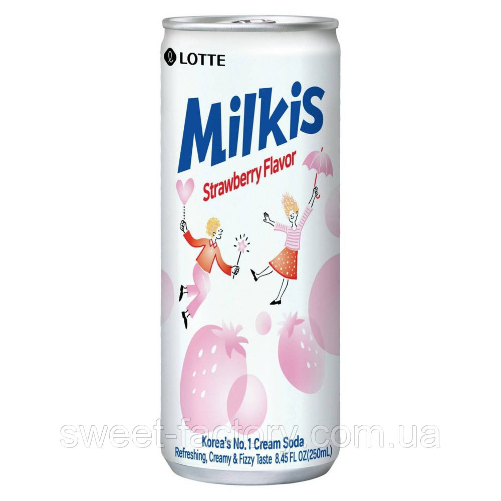 Газований напій Lotte Milkis Cream Soda Strawberry 250ml, фото 1