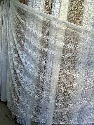 Тюль гепюр сітка No1013 молочний оптом, фото 1