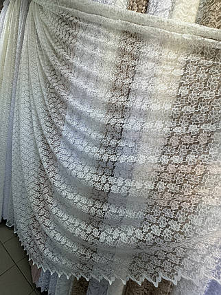 Тюль гепюр сітка No1007 молочний оптом, фото 1